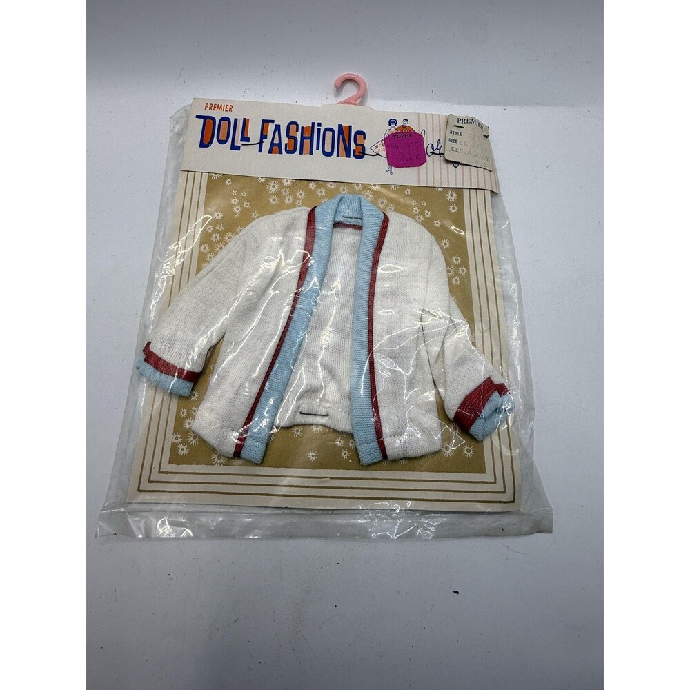 Vintage Premier Ken Doll Sweater White Cardigan Fits 12 Inch Doll Outfit New